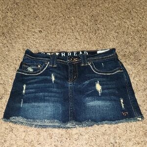 Southern Thread- Blue Distressed Denim Mini Skirt - Sz 25